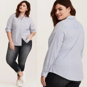 Torrid Striped Button Down Blouse